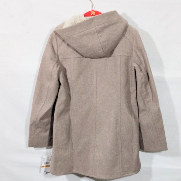 London Fog Sherpa Hood Wool-Blend Coat-Petite Small-Taupe Heather-New with Tags - Picture 6 of 7